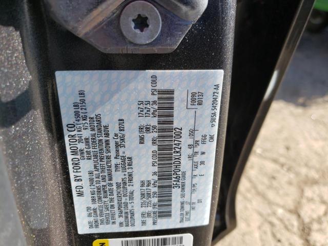 Photo 10 from auction – 2020 FORD FUSION SE with VIN 3FA6P0HDXLR247002