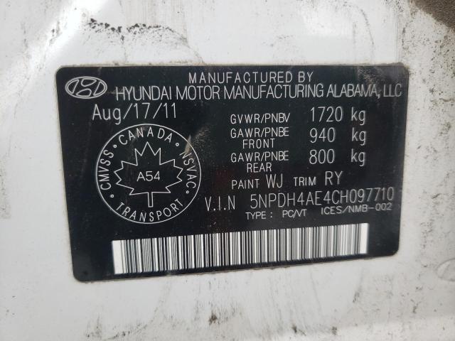 Photo 10 from auction – 2012 HYUNDAI ELANTRA GL with VIN 5NPDH4AE4CH097710