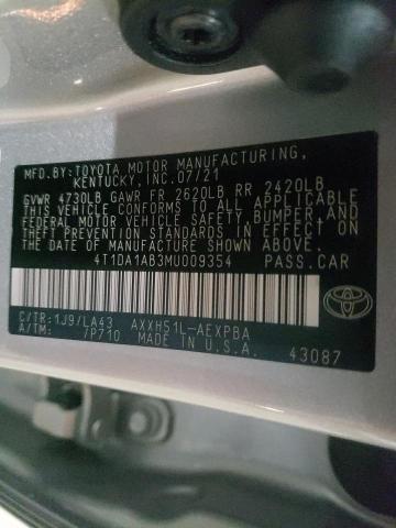 Photo 10 from auction – 2021 TOYOTA AVALON LIM with VIN 4T1DA1AB3MU009354