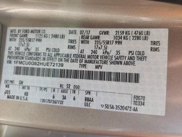 Photo 10 from auction – 2017 FORD ESCAPE SE with VIN 1FMCU0G92HUE72139
