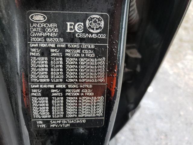 Photo 10 from auction – 2006 LAND ROVER RANGE ROVE with VIN SALMF13476A234510