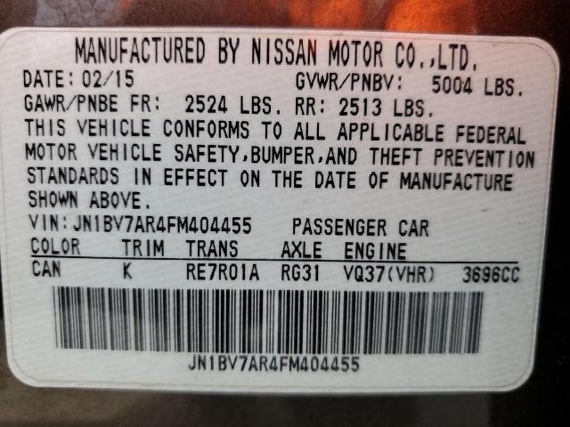 Photo 10 from auction – 2015 INFINITI Q50 BASE with VIN JN1BV7AR4FM404455
