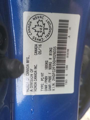 Photo 10 from auction – 2016 HONDA CIVIC LX with VIN 2HGFC2F55GH026035