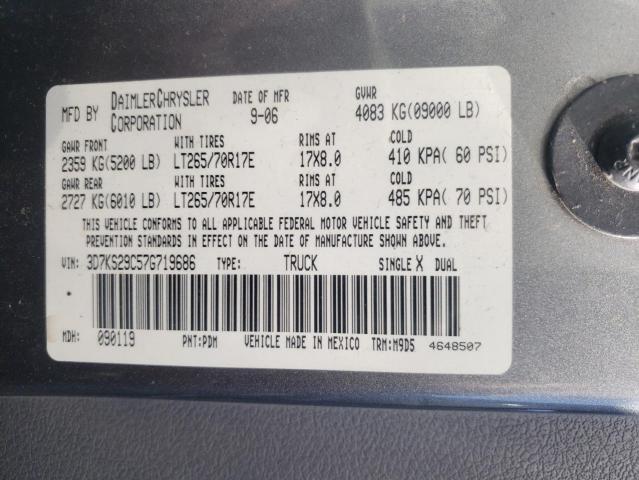 Photo 10 from auction – 2007 DODGE RAM 2500 with VIN 3D7KS29C57G719686