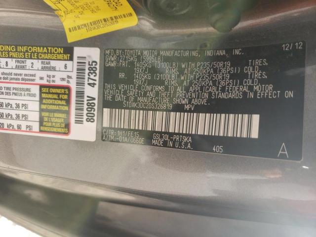 Photo 10 from auction – 2013 TOYOTA SIENNA SPO with VIN 5TDXK3DC2DS326819