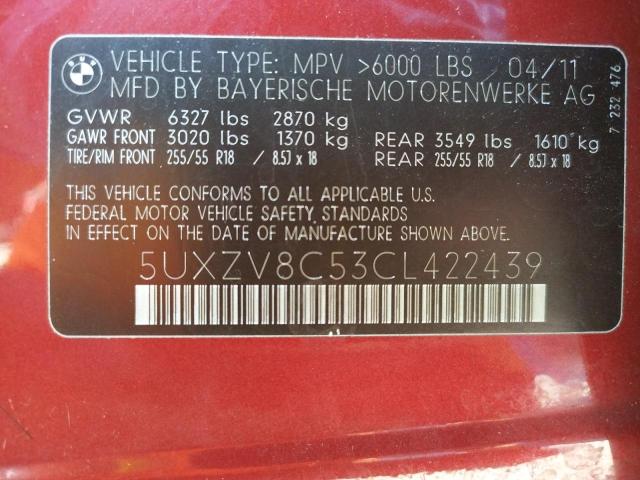Photo 10 from auction – 2012 BMW X5 XDRIVE5 with VIN 5UXZV8C53CL422439