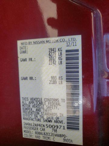 Photo 10 from auction – 2012 NISSAN ALTIMA with VIN 1N4AL2AP4CN500971