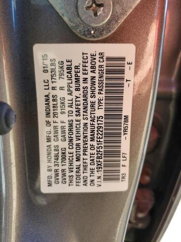 Photo 10 from auction – 2015 HONDA CIVIC LX with VIN 19XFB2F51FE229175