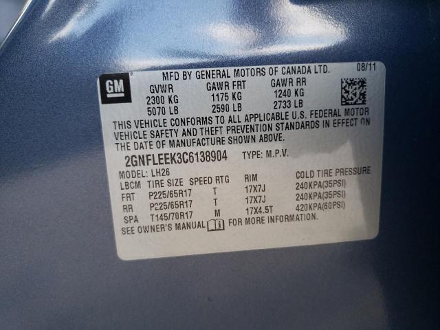 Photo 10 from auction – 2012 CHEVROLET EQUINOX LT with VIN 2GNFLEEK3C6138904