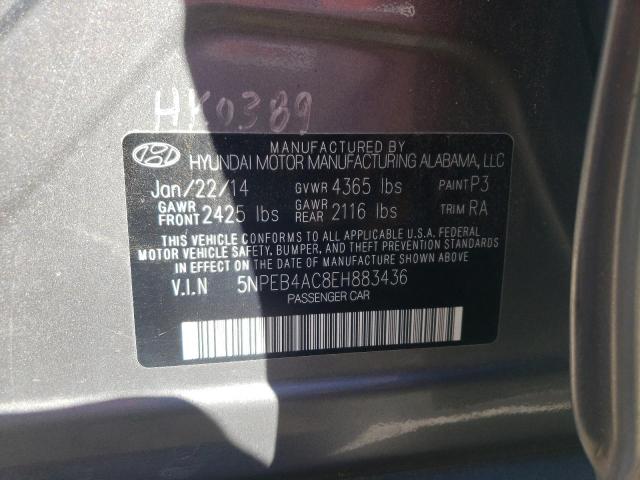 Photo 10 from auction – 2014 HYUNDAI SONATA GLS with VIN 5NPEB4AC8EH883436