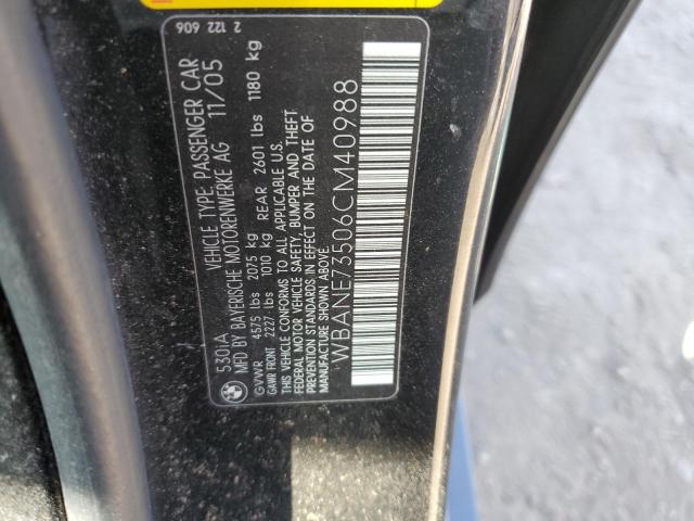 Photo 10 from auction – 2006 BMW 530 I with VIN WBANE73506CM40988