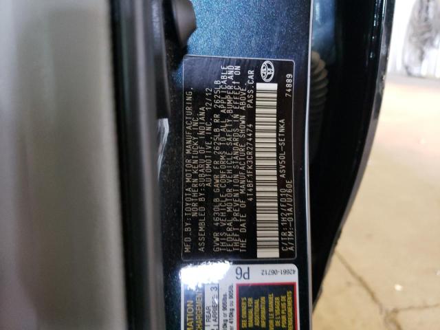 Photo 10 from auction – 2012 TOYOTA CAMRY BASE with VIN 4T4BF1FK3CR274474