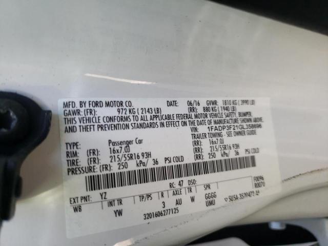 Photo 10 from auction – 2016 FORD FOCUS SE with VIN 1FADP3F21GL358696