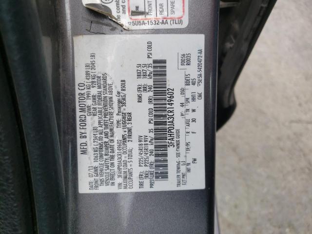 Photo 10 from auction – 2012 FORD FUSION SEL with VIN 3FAHP0JA3CR149602