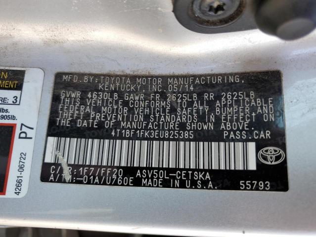 Photo 10 from auction – 2014 TOYOTA CAMRY L with VIN 4T1BF1FK3EU825385