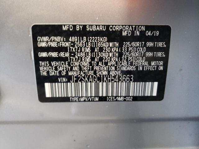 Photo 10 from auction – 2019 SUBARU FORESTER P with VIN JF2SKAGC1KH543663