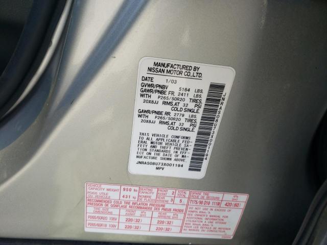 Photo 10 from auction – 2003 INFINITI FX35 with VIN JNRAS08U73X001194