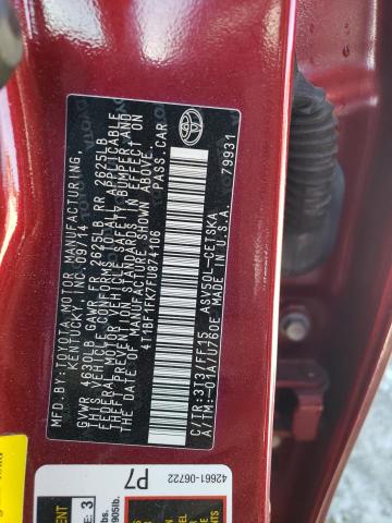 Photo 10 from auction – 2015 TOYOTA CAMRY LE with VIN 4T1BF1FK7FU874106