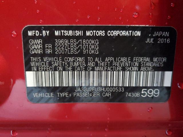 Photo 10 from auction – 2017 MITSUBISHI LANCER ES with VIN JA32U2FU3HU000533