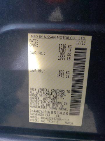 Photo 10 from auction – 2014 NISSAN SENTRA S with VIN 1N4AB7AP2EN851428