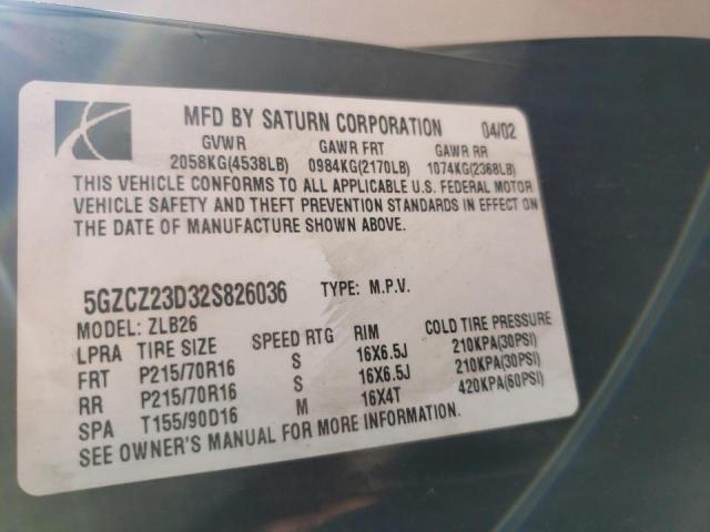 Photo 10 from auction – 2002 SATURN VUE with VIN 5GZCZ23D32S826036