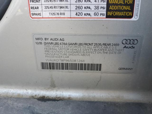 Photo 10 from auction – 2006 AUDI A3 S-LINE with VIN WAUKD78P96A081264
