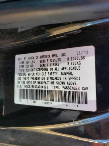 Photo 10 from auction – 2012 HONDA ACCORD EXL with VIN 1HGCS2B8XCA004028