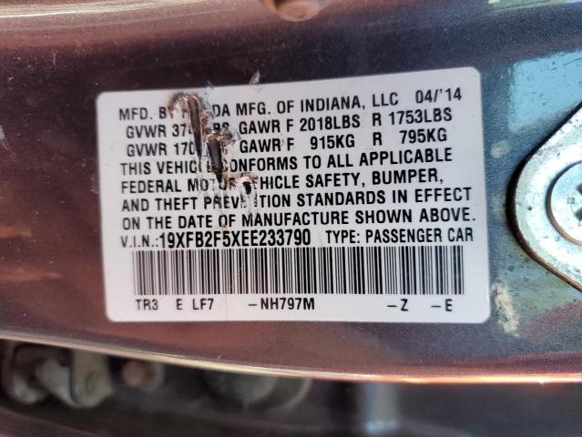 Photo 10 from auction – 2014 HONDA CIVIC LX with VIN 19XFB2F5XEE233790
