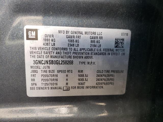 Photo 10 from auction – 2016 CHEVROLET TRAX LS with VIN 3GNCJNSB0GL258268