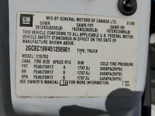 Photo 10 from auction – 2005 CHEVROLET SILVERADO with VIN 2GCEC19V451256901