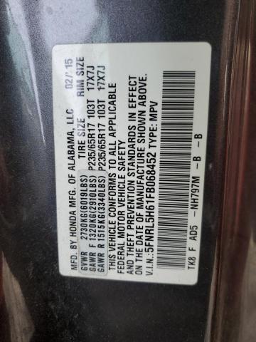 Photo 10 from auction – 2015 HONDA ODYSSEY EX with VIN 5FNRL5H61FB068452