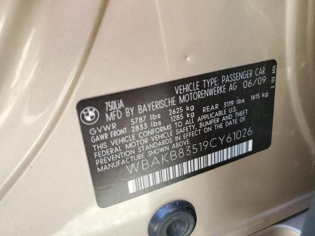 Photo 10 from auction – 2009 BMW 750 LI with VIN WBAKB83519CY61026