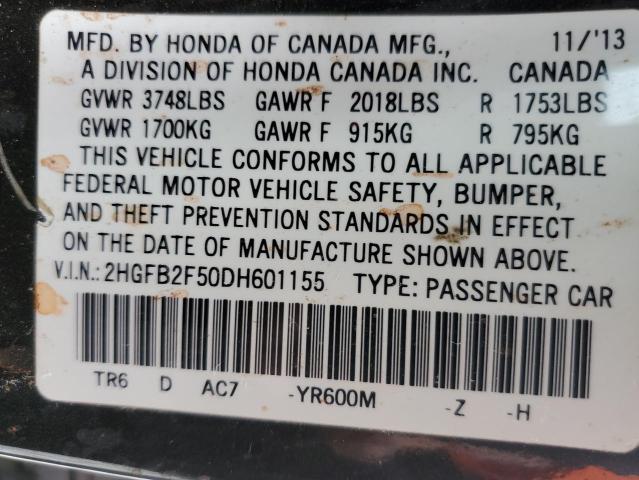 Photo 10 from auction – 2013 HONDA CIVIC with VIN 2HGFB2F50DH601155
