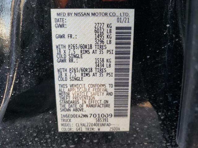 Photo 10 from auction – 2021 NISSAN FRONTIER S with VIN 1N6ED0EA2MN701009