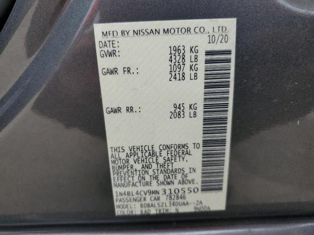 Photo 10 from auction – 2021 NISSAN ALTIMA SR with VIN 1N4BL4CV9MN310550