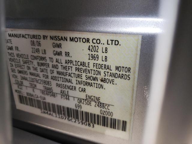 Photo 10 from auction – 2006 NISSAN ALTIMA S with VIN 1N4AL11D76C259083
