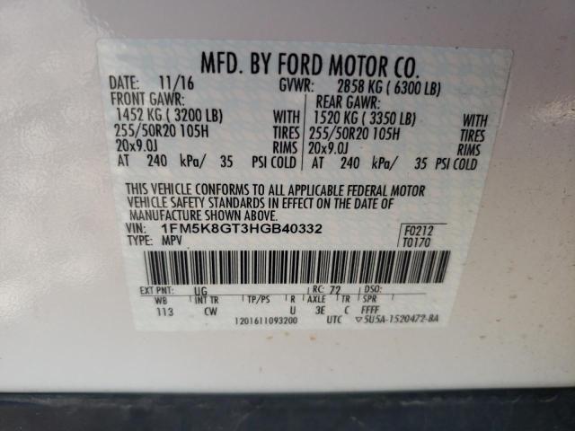 Photo 10 from auction – 2017 FORD EXPLORER S with VIN 1FM5K8GT3HGB40332