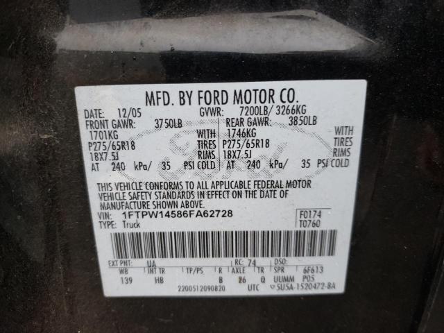 Photo 10 from auction – 2006 FORD F150 SUPER with VIN 1FTPW14586FA62728