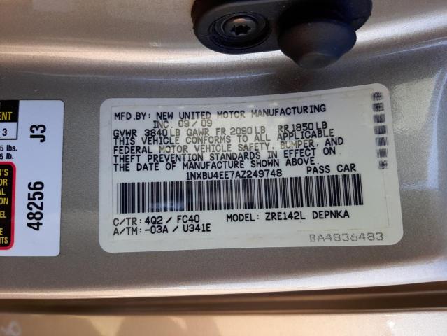 Photo 10 from auction – 2010 TOYOTA COROLLA BA with VIN 1NXBU4EE7AZ249748