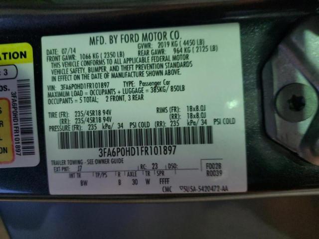 Photo 10 from auction – 2015 FORD FUSION SE with VIN 3FA6P0HD1FR101897