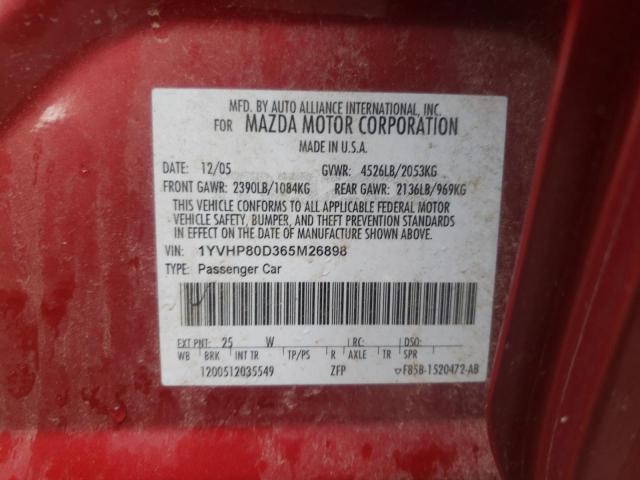 Photo 10 from auction – 2006 MAZDA 6 S with VIN 1YVHP80D365M26898