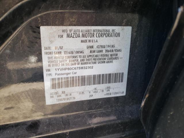 Photo 10 from auction – 2007 MAZDA MAZDA6 with VIN 1YVHP80C675M32302