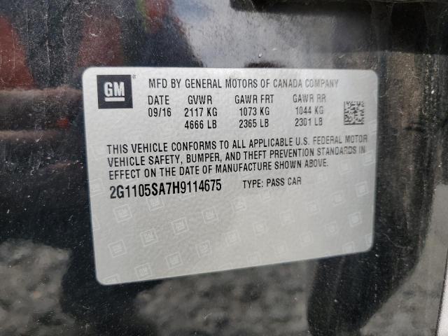 Photo 10 from auction – 2017 CHEVROLET IMPALA LT with VIN 2G1105SA7H9114675