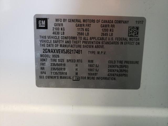 Photo 10 from auction – 2018 CHEVROLET EQUINOX PR with VIN 2GNAXVEV5J6217481