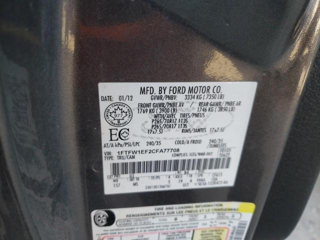 Photo 10 from auction – 2012 FORD F150 SUPER with VIN 1FTFW1EF2CFA77708