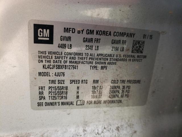 Photo 10 from auction – 2015 BUICK ENCORE CON with VIN KL4CJFSBXFB127941