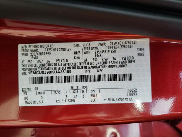 Photo 10 from auction – 2019 FORD ESCAPE TIT with VIN 1FMCU0J99KUA38199