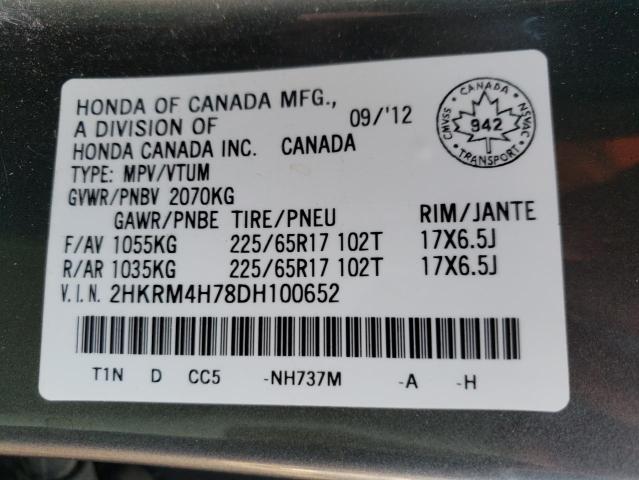 Photo 10 from auction – 2013 HONDA CR-V EXL with VIN 2HKRM4H78DH100652