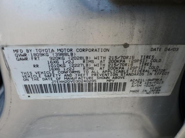 Photo 10 from auction – 2003 TOYOTA RAV4 with VIN JTEHH20V030240295