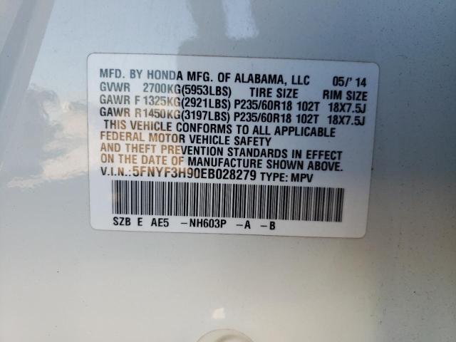 Photo 10 from auction – 2014 HONDA PILOT TOUR with VIN 5FNYF3H90EB028279